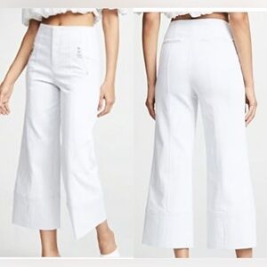 NWT Cinq a Sept Marla High Waist Wide Leg Cropped Cuffed Jeans Chalk Denim Sz 6